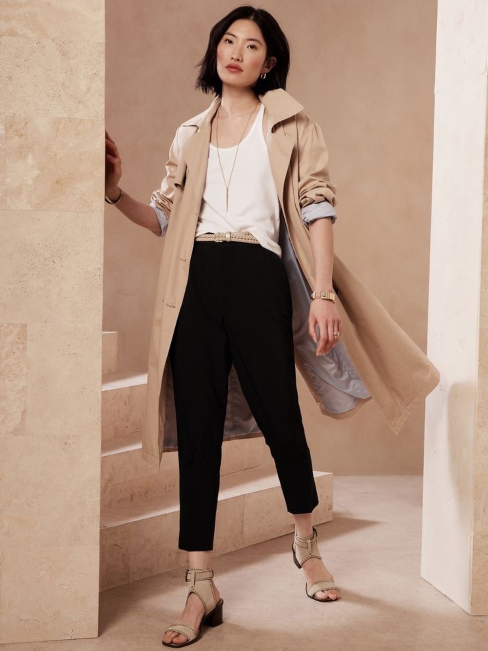 Banana Republic Black Airstretch Tapered Pants